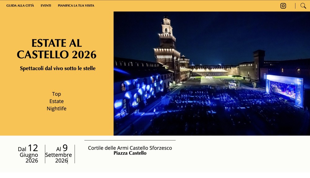 Estate al Castello 2026, 70 appuntamenti al Castello Sforzesco tra musica, teatro e cinema